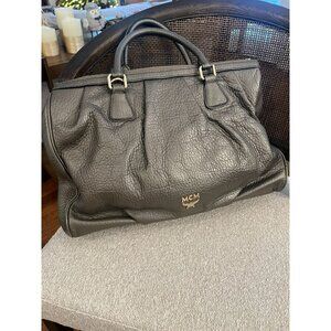 MCM Pebbled Leather Gray Satchel Bag